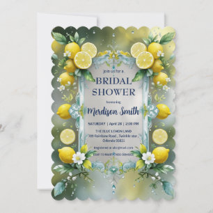 Invitation Fête des mariées d'été chic citron méditerranéen