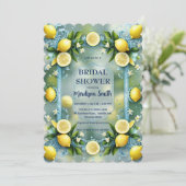 Invitation Fête des mariées d'été chic citron méditerranéen (Debout devant)