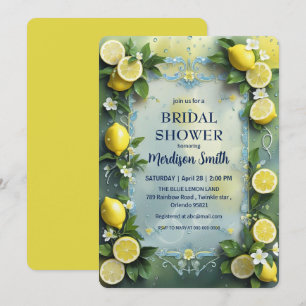 Invitation Fête des mariées d'été chic citron méditerranéen