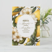 Invitation Fête des mariées d'été chic citron méditerranéen (Debout devant)