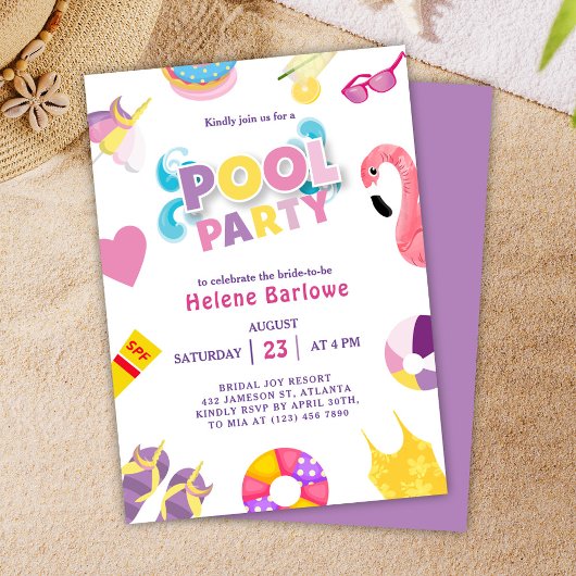Invitation Fête des mariées d'été de la fête de la piscine