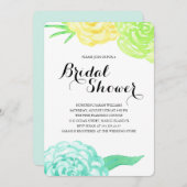 Invitation Fête des mariées d'été des fleurs d'aquarelle (Devant / Derrière)