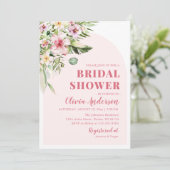 Invitation Fête des mariées d'été Hawaiienne rose chaud tropi (Debout devant)