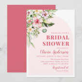 Invitation Fête des mariées d'été Hawaiienne rose chaud tropi (Devant / Derrière)