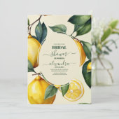 Invitation Fête des mariées d'été moderne au citron (Debout devant)