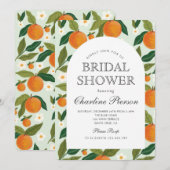 Invitation Fête des mariées d'été Orange Cute Green (Devant / Derrière)