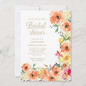 Invitation Fête des mariées d'été orange jaune rose (Devant)