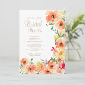Invitation Fête des mariées d'été orange jaune rose (Debout devant)