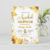 Invitation Fête des mariées d'été Sunflower Gold Bee (Debout devant)