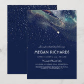 Invitation Fête des mariées d'étoiles de la Marine Night Gold (Devant / Derrière)