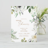 Invitation Fête des mariées d'Eucalyptus à la flore blanche (Debout devant)