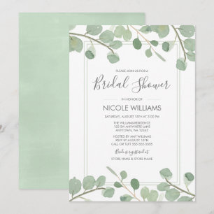 Invitation Fête des mariées d'Eucalyptus aquarelle