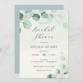 Invitation Fête des mariées d'Eucalyptus aquarelle (Devant / Derrière)