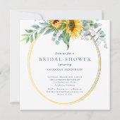 Invitation Fête des mariées d'Eucalyptus de tournesol d'aquar (Devant)