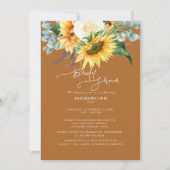 Invitation Fête des mariées d'Eucalyptus de tournesol orange  (Devant)