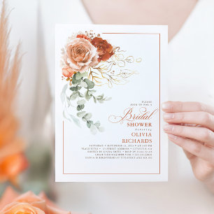 Invitation Fête des mariées d'Eucalyptus orange brûlé en terr