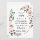 Invitation Fête des mariées d'Eucalyptus rose blanc (Devant / Derrière)