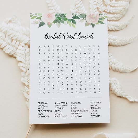 Invitation FÊTE DES MARIÉES DEVON Word Search Game Card