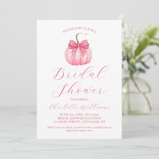 Invitation Fête des mariées d'Halloween Citrouille Coquette P (Debout devant)