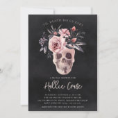 Invitation Fête des mariées d'Halloween crâne floral (Devant)