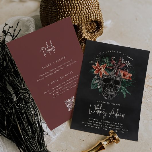 Invitation Fête des mariées d'Halloween florale tropicale