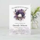 Invitation Fête des mariées d'Halloween gothique du crâne (Debout devant)