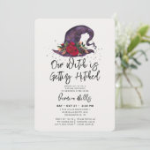 Invitation Fête des mariées d'Halloween gris haché sorcier (Debout devant)