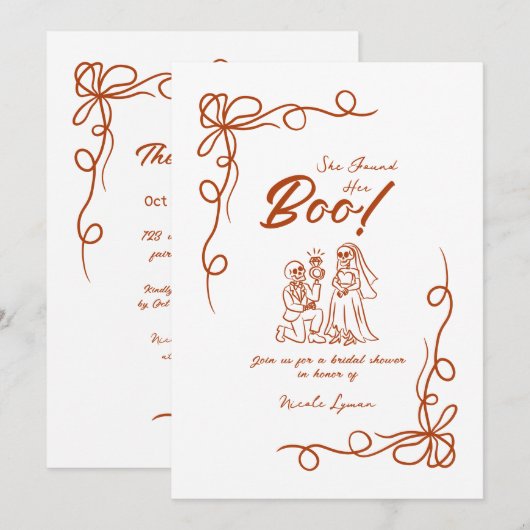 Invitation Fête des mariées d'Halloween Whimsical dessinée à (Devant / Derrière)