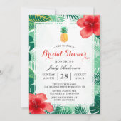 Invitation Fête des mariées d'hibiscus hawaïen à ananas tropi (Devant)
