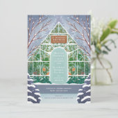 Invitation Fête des mariées d'hiver à serre neige (Debout devant)