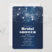 Invitation Fête des mariées d'hiver Blue Sparkling Lights (Devant)