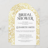 Invitation Fête des mariées D'Hiver Chic Blanc Et Or (Devant / Derrière)