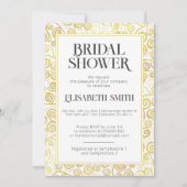 Invitation Fête des mariées D'Hiver Chic Blanc Et Or (Devant)