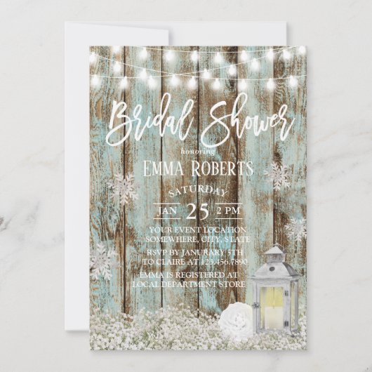 Invitation Fête des mariées d'hiver des flocons de neige à la (Devant)