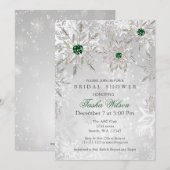 Invitation Fête des mariées d'hiver des flocons d'émeraude (Devant / Derrière)