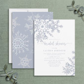 Invitation Fête des mariées d'hiver moderne Dusty Blue Snowfl