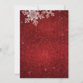 Invitation Fête des mariées d'hiver Red White Velvet Snowflak (Dos)