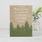 Invitation Fête des mariées d'hiver Rustique Burlap Pine Tree (Debout devant)