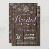 Invitation Fête des mariées d'hiver rustique Flocon de neige (Devant / Derrière)