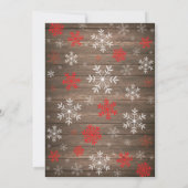 Invitation Fête des mariées d'hiver rustique Flocon rouge (Dos)