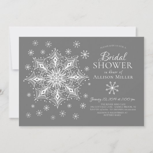 Invitation Fête des mariées d'hiver Snowflake (Devant)