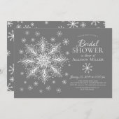 Invitation Fête des mariées d'hiver Snowflake (Devant / Derrière)