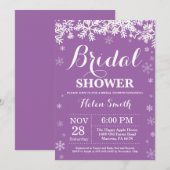 Invitation Fête des mariées d'hiver Snowflake Purple Invitati (Devant / Derrière)