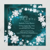 Invitation Fête des mariées d'hiver Turquoise de couronnes fl (Devant / Derrière)