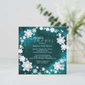 Invitation Fête des mariées d'hiver Turquoise de couronnes fl (Debout devant)