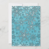 Invitation Fête des mariées d'hiver turquoise Pink Snowflakes (Dos)