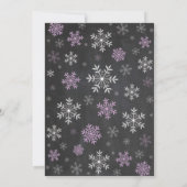 Invitation Fête des mariées d'hiver Violet et Flocon de neige (Dos)