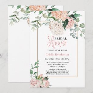 Invitation Fête des mariées d'hydrangée florale rose pâle