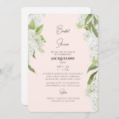 Invitation Fête des mariées d'hydrangées blanches (Devant / Derrière)