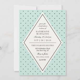 Invitation Fête des mariées Diamond Pois Retro Chi